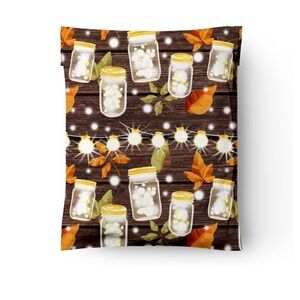 20 (10” x 13”) Autumn Leaves and Mason Jars Poly Mailers Poly Bags